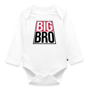 Geschwister Big Bro Logo - Baby Bio-Langarm-Body - Weiß - Vorne