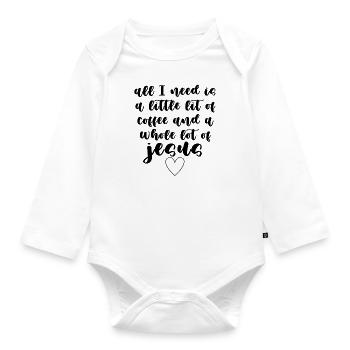 all i need is a little lit of coffee and a whole - Organic Longsleeve Baby Bodysuit - white - Front