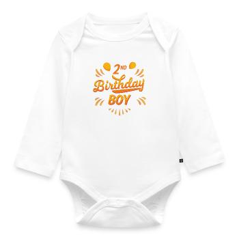 Birthday boy 2nd - Organic Longsleeve Baby Bodysuit - white - Front