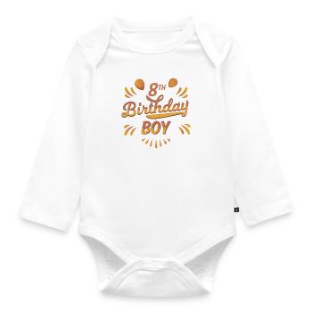 Birthday boy 8th - Organic Longsleeve Baby Bodysuit - white - Front