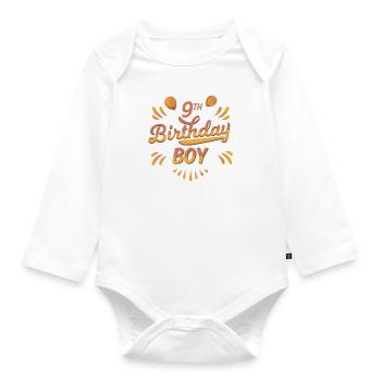 Birthday boy 9th - Organic Longsleeve Baby Bodysuit - white - Front