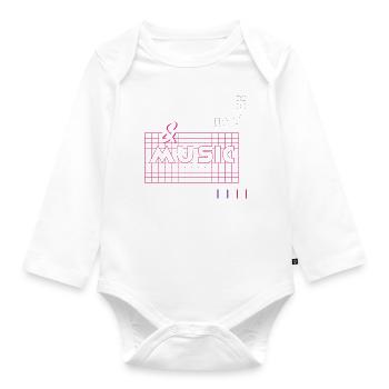 Puzzlespiel mit musikalischen Noten und Musiknoten - Baby Bio-Langarm-Body - Weiß - Vorne