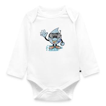 This water diptych loves to swim - Organic Longsleeve Baby Bodysuit - white - Front