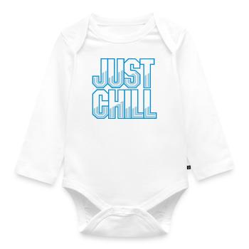 Just Chill Text Logo - Organic Longsleeve Baby Bodysuit - white - Front
