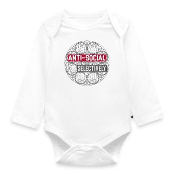 Je ne suis pas antisocial, je suis sélectivement social. Drôle - Body Bébé bio manches longues - blanc - Devant
