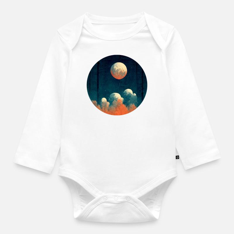 Lune le soir - Body Bébé bio manches longues - blanc