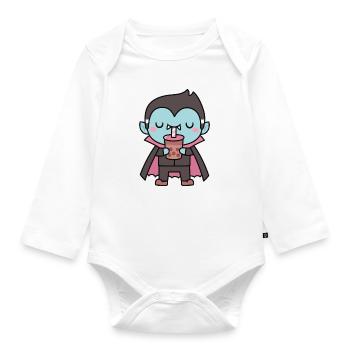 Vampire mignon suçant du thé à bulles - Body Bébé bio manches longues - blanc - Devant
