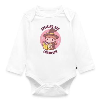 Cute Little Witch Spelling Bee Champion Funny - Organic Longsleeve Baby Bodysuit - white - Front