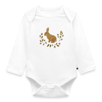 Wild animals - Hare - Organic Longsleeve Baby Bodysuit - white - Front