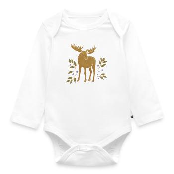Wilde Tiere - Elche - Baby Bio-Langarm-Body - Weiß - Vorne