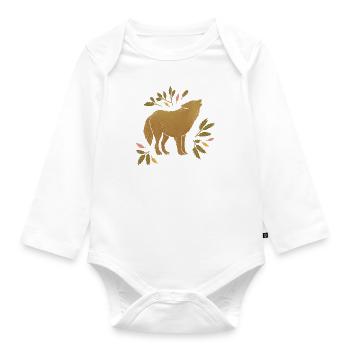Wilde Tiere - Wolf - Baby Bio-Langarm-Body - Weiß - Vorne