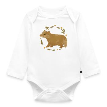 Wilde Tiere - Dachs - Baby Bio-Langarm-Body - Weiß - Vorne