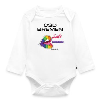 CSD Bremen Shirt Pride by Bine - Baby Bio-Langarm-Body - Weiß - Vorne