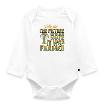 why did the picture go to jail? - Organic Longsleeve Baby Bodysuit - white - Front