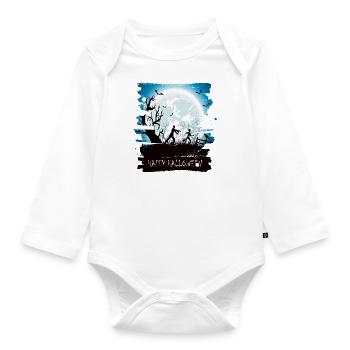 Halloween gruselige Hexe Horror Geist Monster - Baby Bio-Langarm-Body - Weiß - Vorne