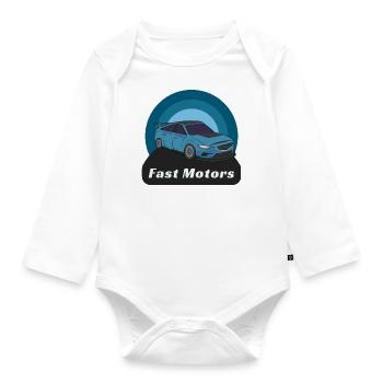 Fast Motors - Baby Bio-Langarm-Body - Weiß - Vorne
