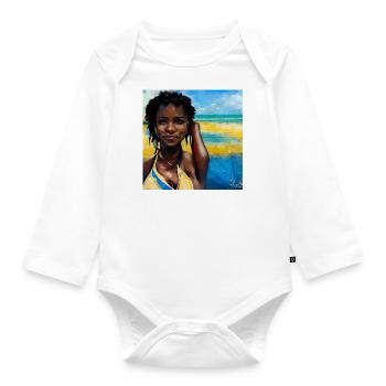 Beautiful Haitian Women in Bikini Painting - Organic Longsleeve Baby Bodysuit - white - Front