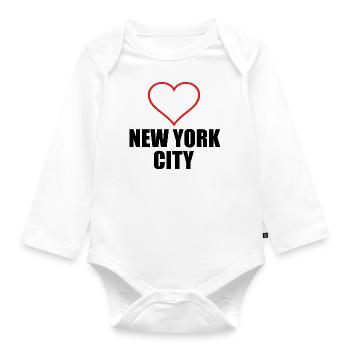 new york - Organic Longsleeve Baby Bodysuit - white - Front
