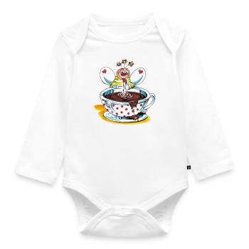 Schoko-Blühwürmchen - Baby Bio-Langarm-Body - Weiß - Vorne