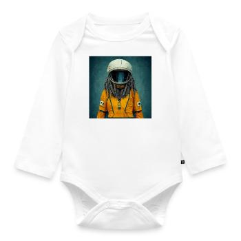 Rasta-astronaut - Baby Bio-Langarm-Body - Weiß - Vorne