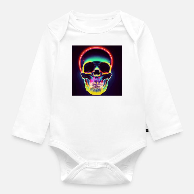 Crâne disco - Body Bébé bio manches longues - blanc
