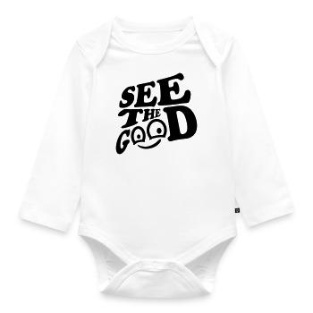 see the good quote - Organic Longsleeve Baby Bodysuit - white - Front
