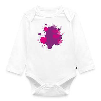 Farbklecks Rosa - Baby Bio-Langarm-Body - Weiß - Vorne