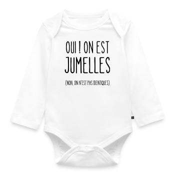 oui on est jumelles - Body Bébé bio manches longues - blanc - Devant