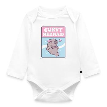 Süße Seekuh Curvy Meerjungfrau lustig - Baby Bio-Langarm-Body - Weiß - Vorne