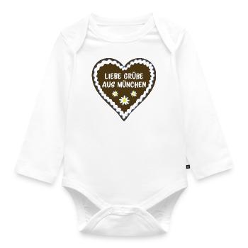 Greetings from Munich - Organic Longsleeve Baby Bodysuit - white - Front