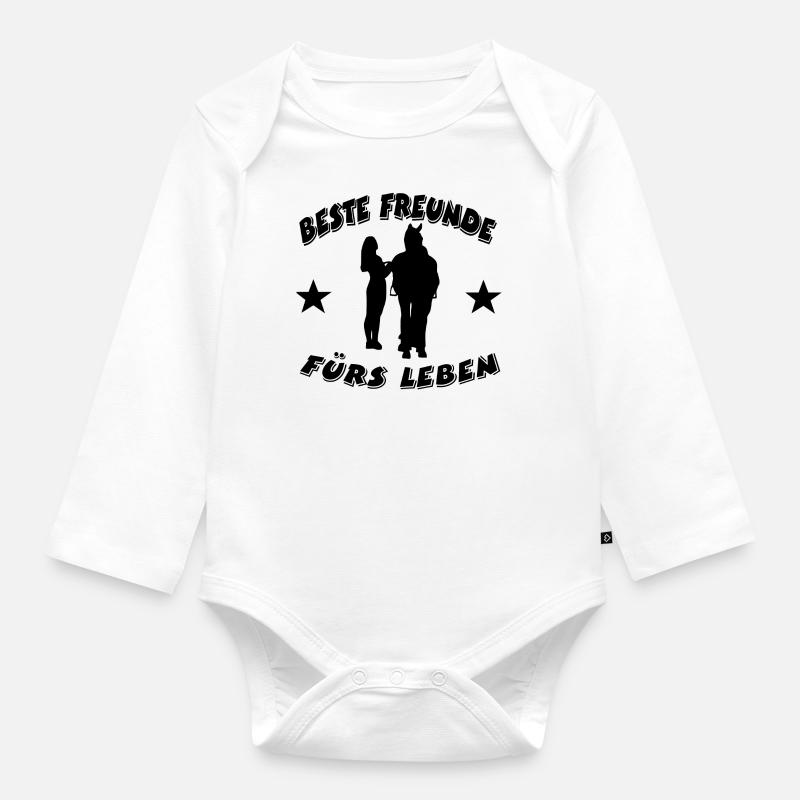Pferd - Baby Bio-Langarm-Body - Weiß