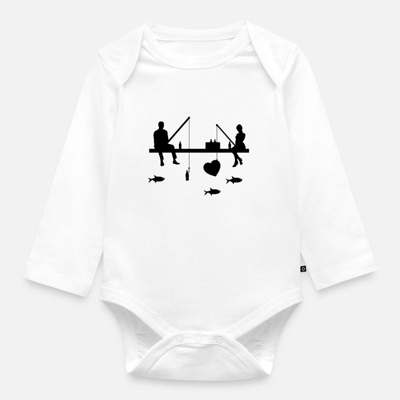 Angeln - Baby Bio-Langarm-Body - Weiß