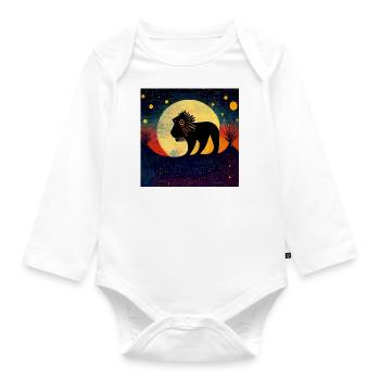 Leo in the moonlight - Organic Longsleeve Baby Bodysuit - white - Front