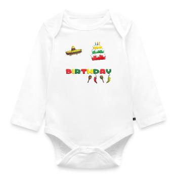 Mexicain Sombrero Joyeux anniversaire à moi - Body Bébé bio manches longues - blanc - Devant