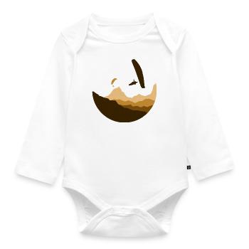 Mountains in a Circle Paragliding braun - Baby Bio-Langarm-Body - Weiß - Vorne
