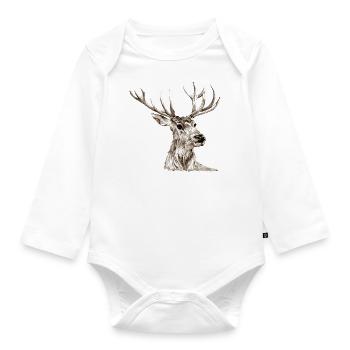 Hirsch - Baby Bio-Langarm-Body - Weiß - Vorne