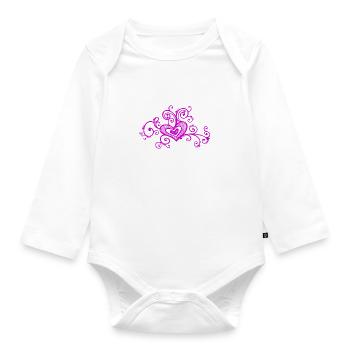 Abstrakte florale Vektor Herzliebe - Baby Bio-Langarm-Body - Weiß - Vorne