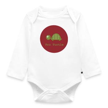 Pro Turtle, Pro Schildkröte - Baby Bio-Langarm-Body - Weiß - Vorne
