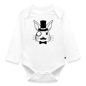 Monocle Cylinder Rabbit Sir - Organic Longsleeve Baby Bodysuit - white - Front