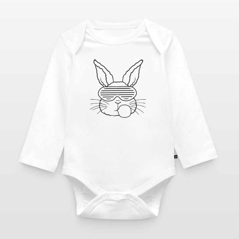 Rabbit chewing gum bubble cool Organic Longsleeve Baby Bodysuit