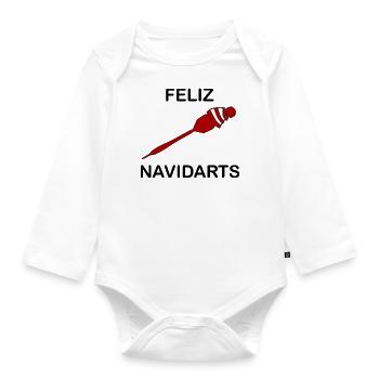 Feliz Navidart's Darts Pun Christmas Idea - Organic Longsleeve Baby Bodysuit - white - Front