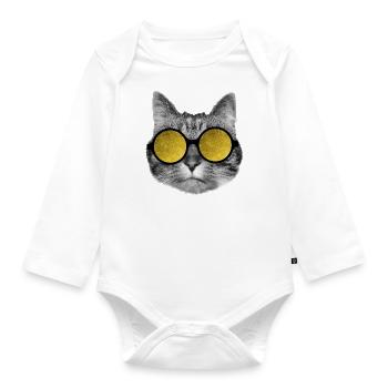 Sonnenbrille für Katzen - Baby Bio-Langarm-Body - Weiß - Vorne
