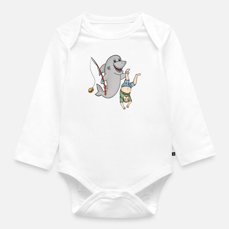 Requin avec humain - Body Bébé bio manches longues - blanc