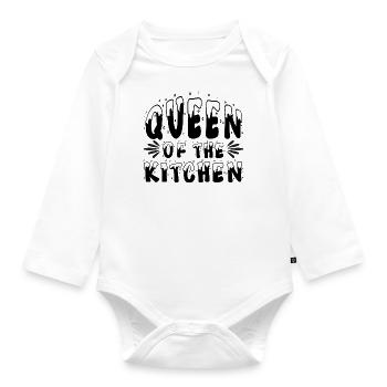 Queen Of The Kitchen - Organic Longsleeve Baby Bodysuit - white - Front