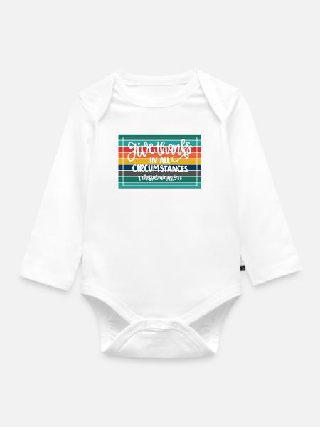 Christian Design Remerciez en toutes circonstances - Body Bébé bio manches longues - blanc