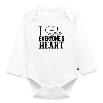 J’ai volé tes cœurs bébé nouveau-né - Body Bébé bio manches longues - blanc - Devant