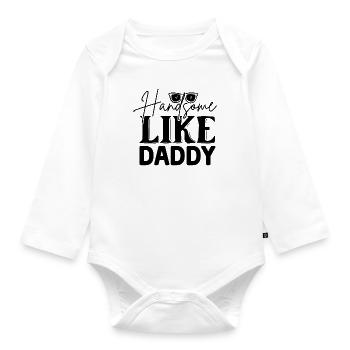 Beau comme papa, cadeau amusant pour les bébés - Body Bébé bio manches longues - blanc - Devant