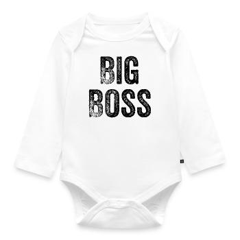 funny boss manager - Organic Longsleeve Baby Bodysuit - white - Front