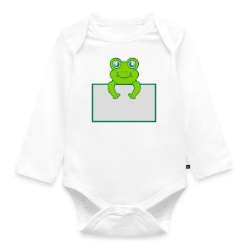 Texte présent bouclier de grenouille - Body Bébé bio manches longues - blanc - Devant