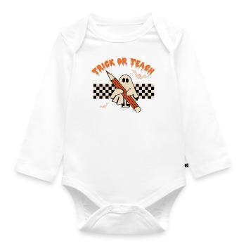 Trick or Teach - Organic Longsleeve Baby Bodysuit - white - Front